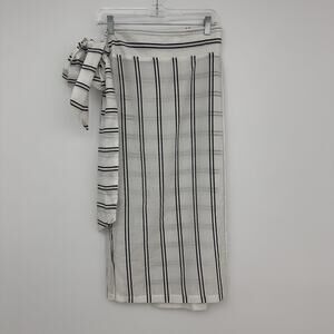 Summersalt Womens XS S M Easy Breezy Voile Sarong Cover Black White Stripe